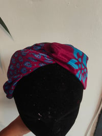 Image 6 of Turban Head Band- recycled sari fabric Blue Purple