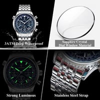 Image 3 of POEDAGAR Business Man Watch Chronograph Date Waterproof Luminous Men's Watches Stainless Steel Trend