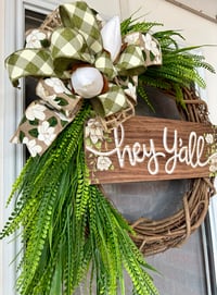 Image 4 of Hey Yall Magnolia Grapevine Wreath
