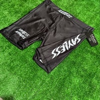 Image 2 of High Waisted Biker Shorts (Black & White)