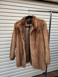 Image 8 of Vintage Pastel Mink Fur Herringbone Coat