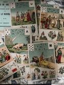 Grand jeu de Melle Lenormand, 52 cartes, complet, de 1890!! avec sa boite bleue, Rare!