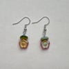 glass camellia & leaf earrings