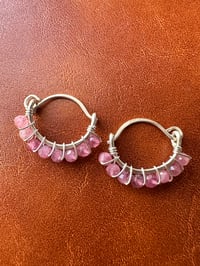 Image 1 of ROSARA — Pink Tourmaline Huggie Hoop Earrings