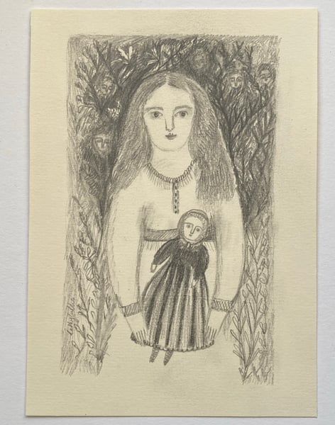 Image of playing in the shadows - original drawing 