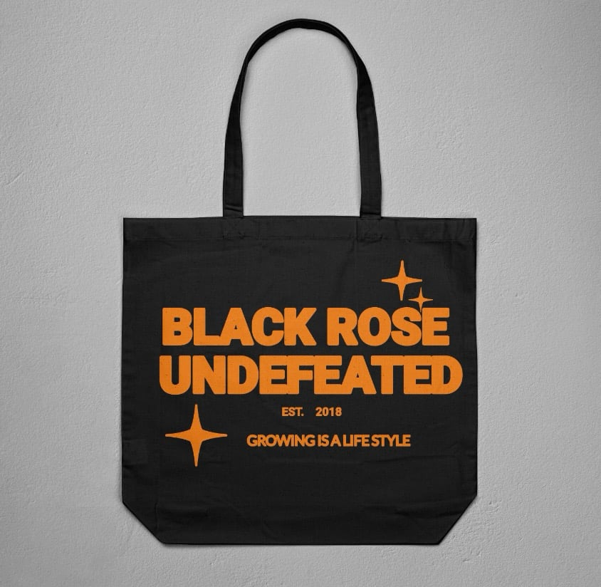 Image of black rose tote bags 