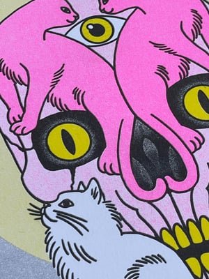 Image of Cats & Skull Riso print 