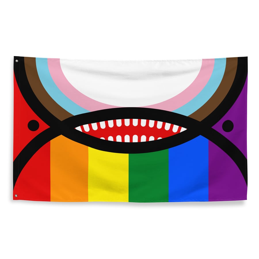 Image of Progress Pride Orca Face Flag