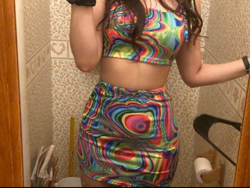 Image of Knot Shoulder Tie Dye Cami Top & Mini Skirt Set