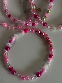 Image 6 of Ibiza Sunset Pink & Green Tumbler Bracelet Stack with Gold Charms
