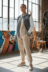 Image 3 of Get Use 2 It Varsity Baseball Jacket (Grey)