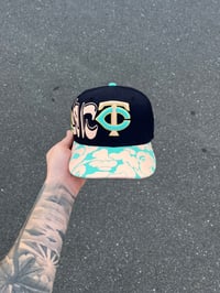 Image 1 of  PEACH BRIM TRI TONE MINNESOTA TWINS CUSTOM FITTED CAP