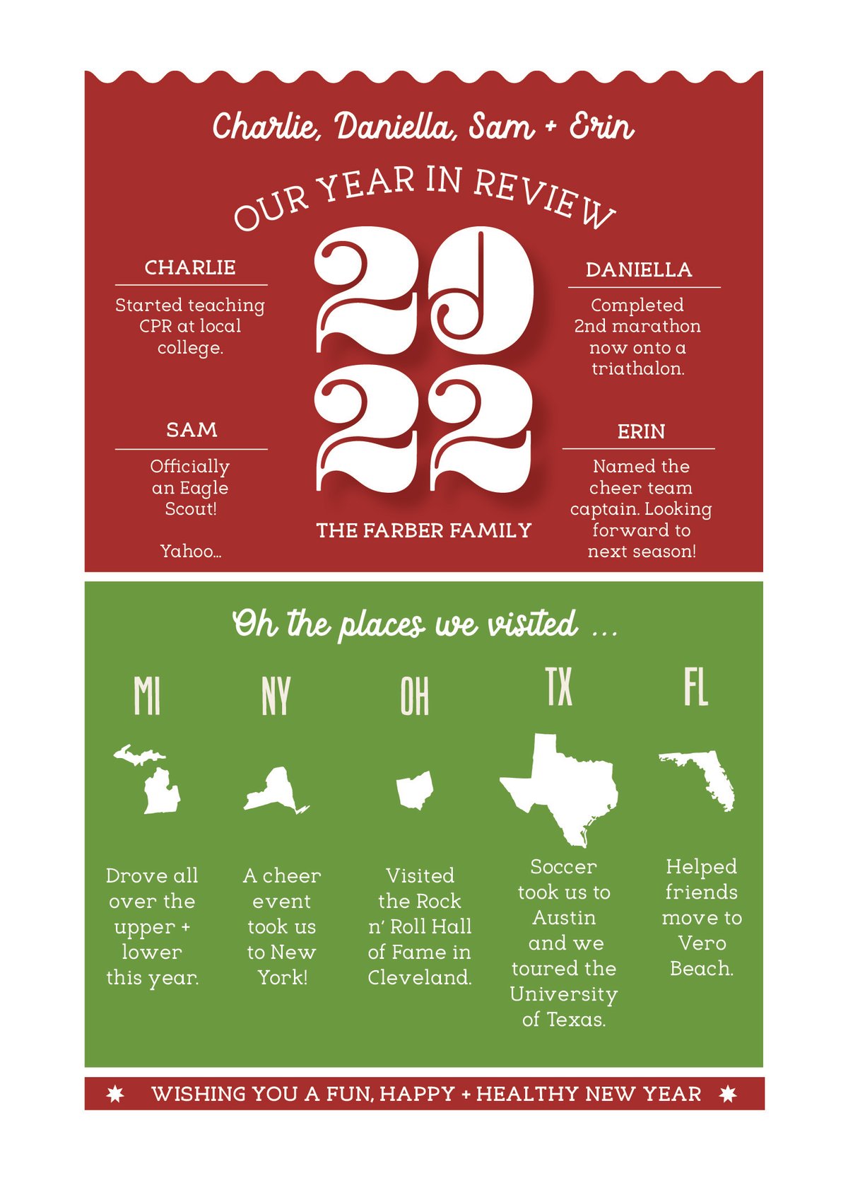 Family stats holiday card