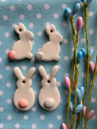 Image 5 of Ceramic Hanging Little Bunnies  Sideways or back view (Set of 2)