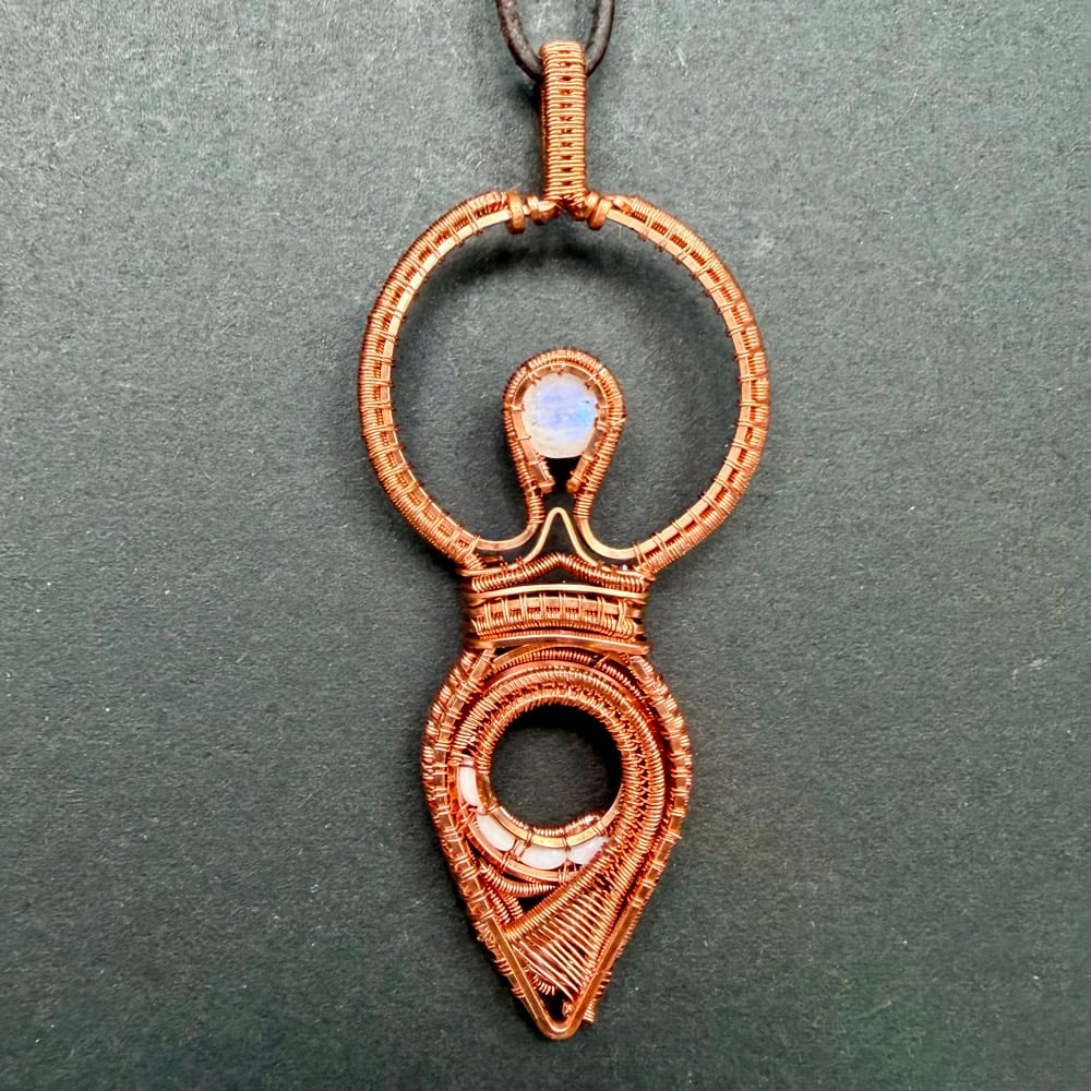Image of Moonstone & Opal Spiral Goddess Necklace for Elle
