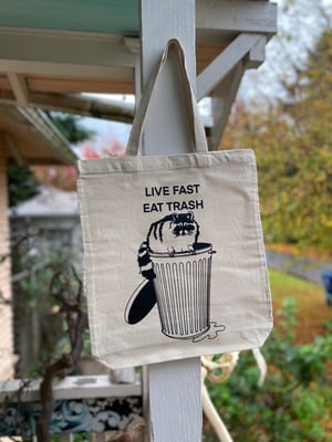 Image of Live Fast Eat Trash Canvas Tote Bag