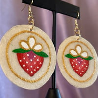 Image 4 of Medium Round Strawberry Earrings