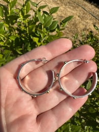 Image 3 of 18 Karat Gold and Sterling Silver Hoops