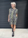 Milano dress with pockets - NEON LIME SNAKE PRINT