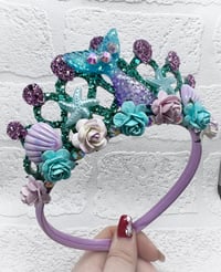 Image 2 of Mermaid Princess Tiara crown birthday hat accessories 