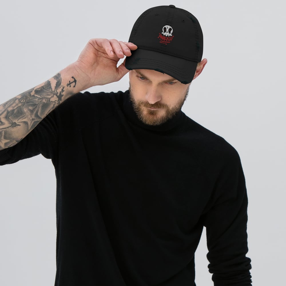 Skully Embroidered Dad hat (distressed)