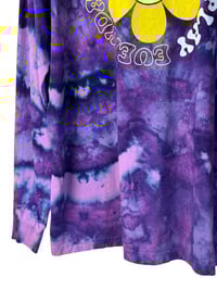 Image 4 of ♻️ UPCYCLED 2X PLUS 100% Cotton Smiley Long Sleeve Graphic Tee in Purple Haze Ice Dye