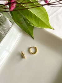 Image 2 of Medium Twisted Hoops Gold Plated 