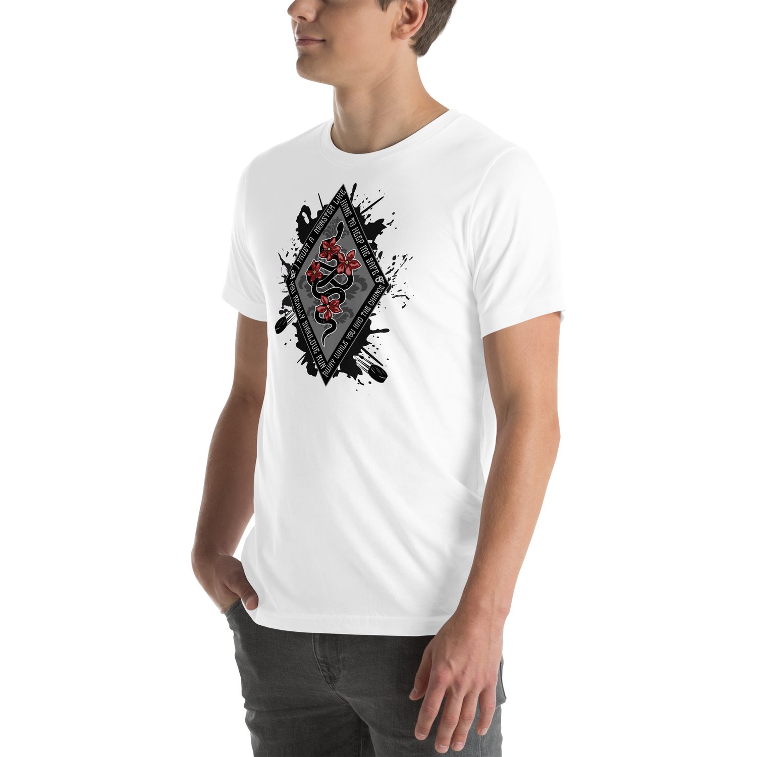 Image of Officially licensed beautiful venom diamond snake on black Unisex t-shirt