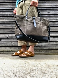 Image 2 of XL carry all in field tan waxed canvas with leather base