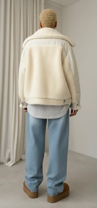 Image 4 of Veste bi-matière écru 