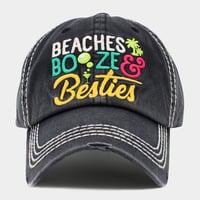 Image 3 of BEACHES BOOZE &  BESTIES EMBROIDERED BASEBALL CAP