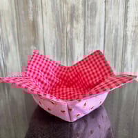 Image 4 of Quilted Soup Bowl Cozy in pink cotton