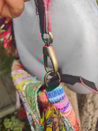 Image 7 of FRILL body cross Sari bag with ruffle -large detachable strap- Hamsa Hand 2