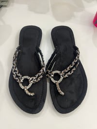 Image 3 of black rhinestones sandals