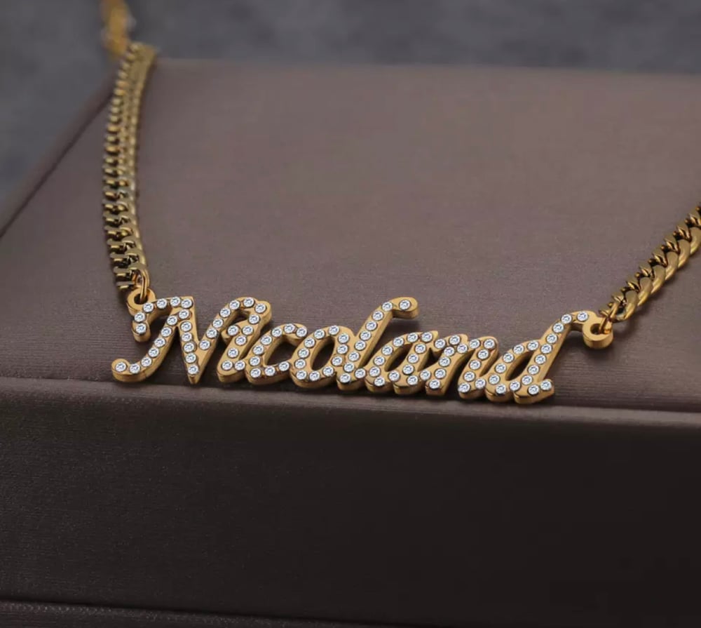 Diamond Plated Name Necklace