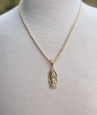 Image 4 of 3MM Pvd plated 18” & 20”  rope chain set with small cross crucifix and St.Mary