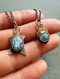 Image 6 of sterling silver star pendant with Golden Hills turquoise