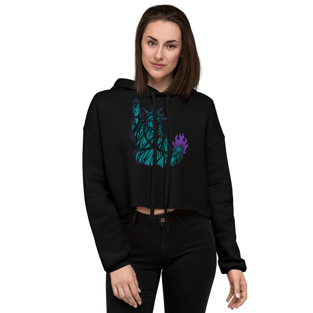 LIBERTY IS DEAD PRINTED CROP HOODIE