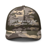 Image 1 of DD Charters Script Camo Trucker Hat