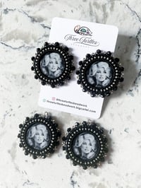 Image 1 of Black & Silver Dolly Earrings (Dangly or Studs)