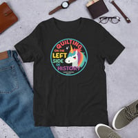 Image 1 of Quilting on the left side of History Distressed and heatherd Unisex t-shirt