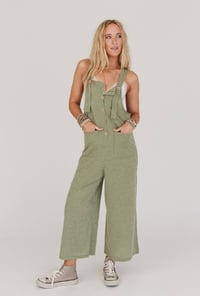 Image 4 of High Hope Button Overalls-Light Olive