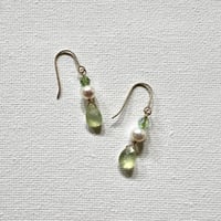 Image 3 of Prehnite and Pearl Earrings