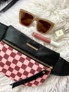 Maroon & Pink checkered crossbody 