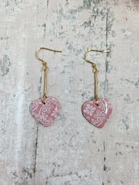 Image 3 of Elongated Lace Heart Earrings