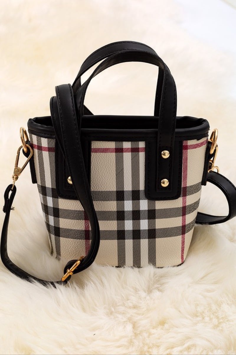 Image of Mini Plaid Bucket Tote