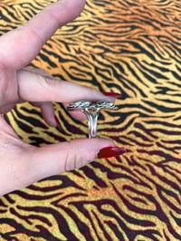 Image 2 of Sterling silver ring with double turquoise size 60
