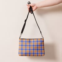 Image 1 of orange blue plaid Crossbody bag