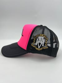 Image 2 of LVL3 NYC PINK & BLACK TRUCKER HAT 