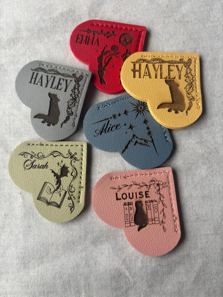 Image of Faux leather heart personalised bookmark 